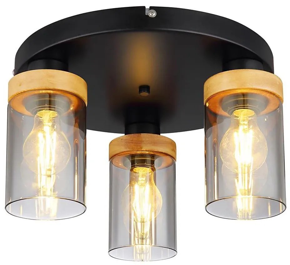 Globo 15557-3D - Lampa sufitowa FINCA 3xE27/40W/230V metal/drewno