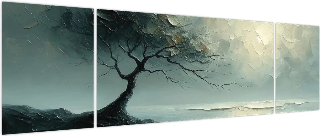 Obraz - Obraz olejny przedstawiający drzewo z oceanem (170x50 cm)