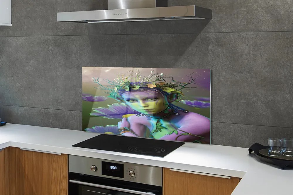 Szkło do Kuchni na Ścianę Elfia Pani wśród Kwiatów