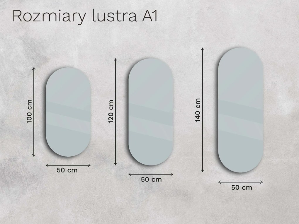 Owalne LED lustro do łazienki z oświetleniem A1