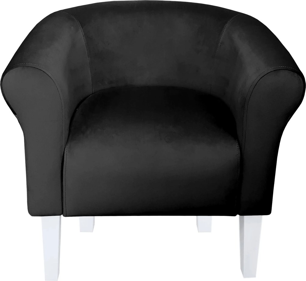 Fotel Milo tkanina Welur wygodny fotel tapicerowany do salonu i sypialni : Kolor nogi - Biała, Kolor tkaniny - VELVET - MG19, Wysokość nogi - 20 cm