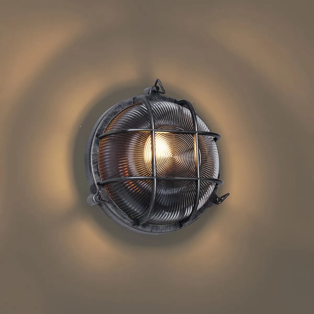 Zewnętrzna lampa ścienna srebrna okrągła IP44 - Noutica