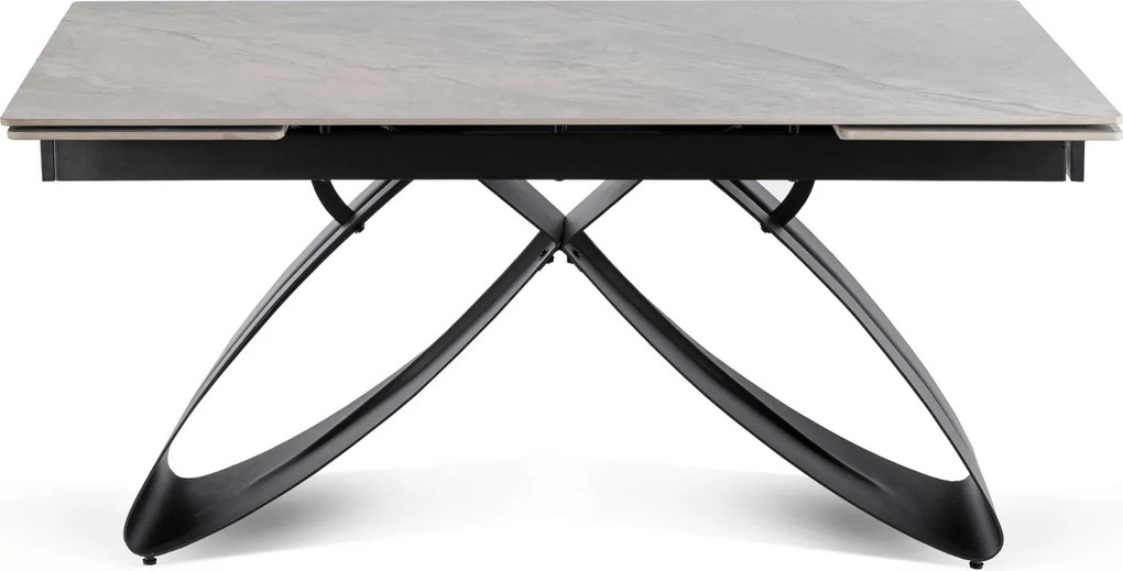 Stół Rozkładany Prostokątny LUIGI 160-240 cm Ceramiczny Szary Marmur/Czarny do Jadalni Nowoczesny