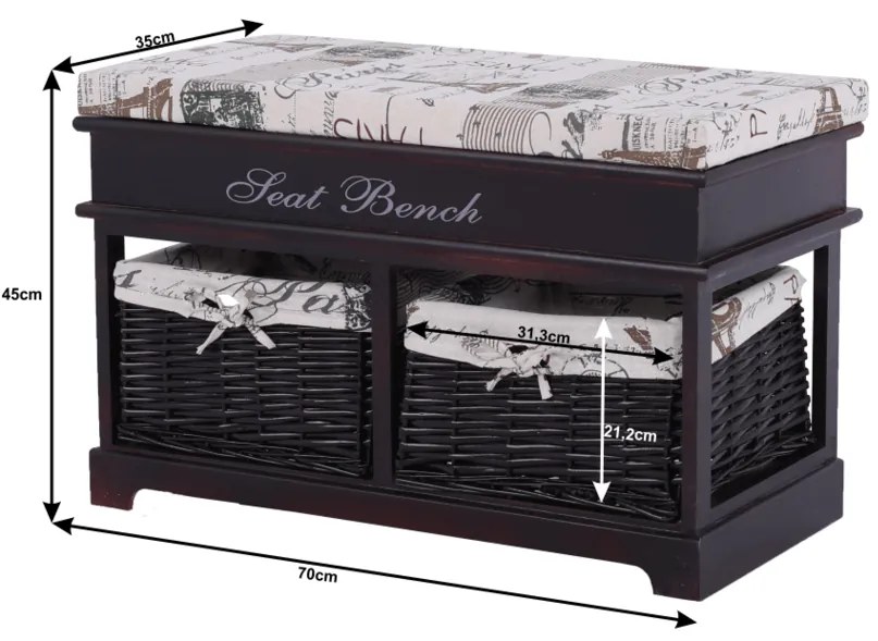 Ławka z miejscem do przechowywania Bench 3, 70 x35 x 45 cm