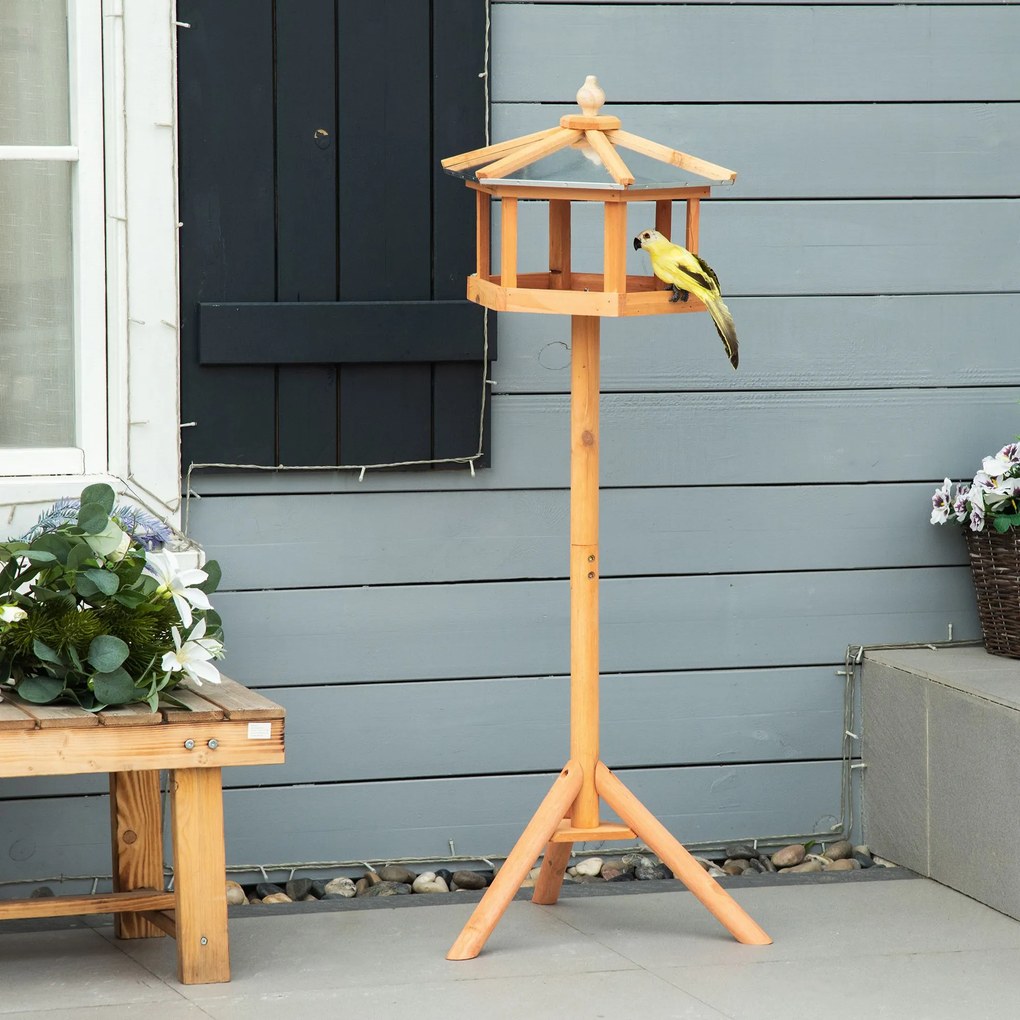 PawHut Bird House Villa Feeder karmnik dla ptaków z cynkowym dachem i stojakiem 113x40x40cm | Aosom PL