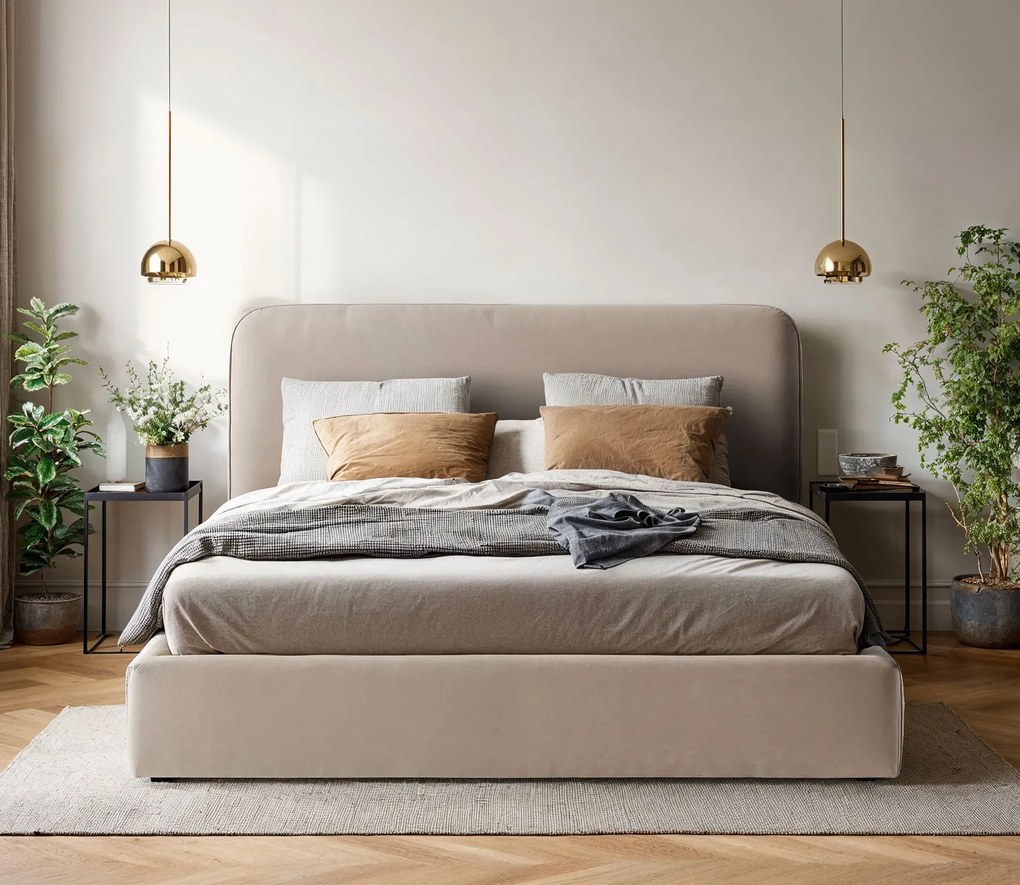 Tapicerowane łóżko dwuosobowe z zagłówkiem 180x200 - 32 kolory D9-D38