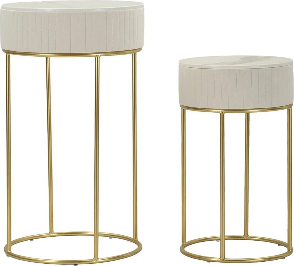 Zestaw Stolików Pomocniczych VKH772, Beżowy, 50x50x90 cm, Kendra Home