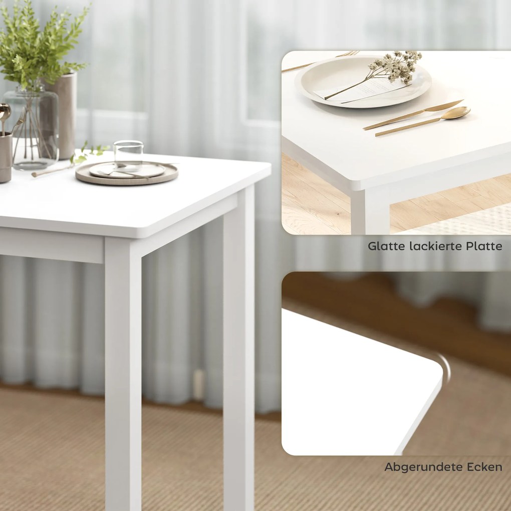 HOMCOM Zestaw 3-w-1 stół jadalniany z 2 fotelami, stół kuchenny do kompaktowych przestrzeni, tapicerowane fotele, oszczędzające miejsce, MDF, biały