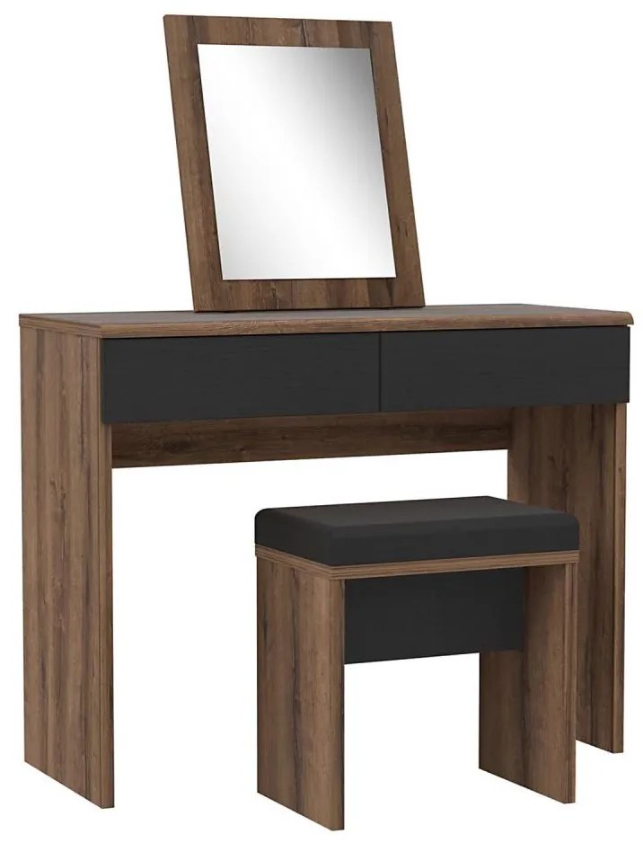 Toaletka JUNO + pufa 45x29,6 cm brązowy/czarny