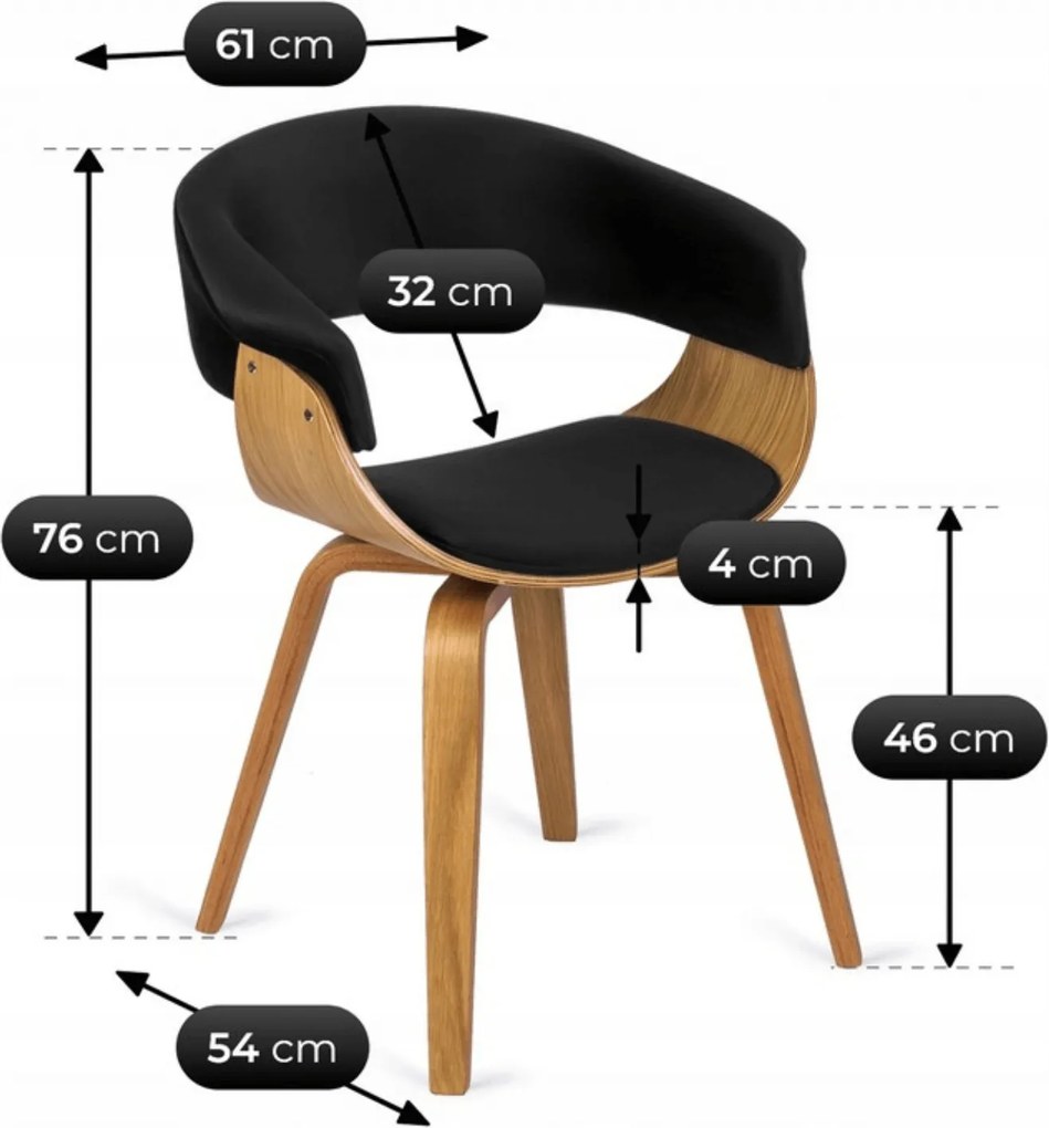 Krzesło Tapicerowane z Drewna Giętego GARY Dąb Złoty/Czarne Nowoczesne Loft