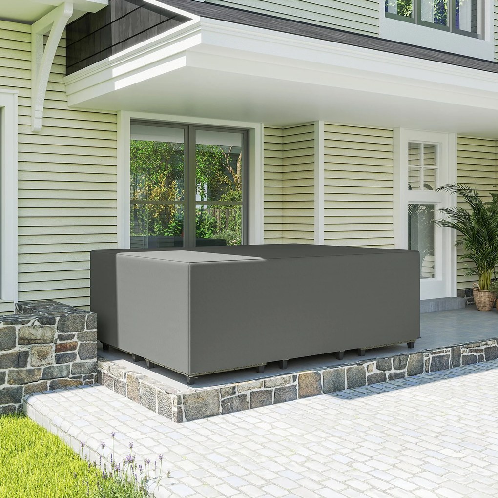 Outsunny Pokrowiec na meble ogrodowe odporny na zimę, wodoodporny, plandeka ochronna Oxford 275 x 205 x 90 cm Ciemnoszary | Aosom PL