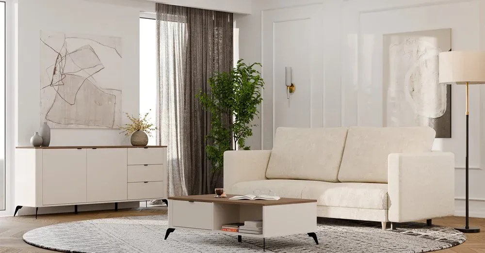 Nowoczesny stolik kawowy kaszmir + dąb castello R4-W46