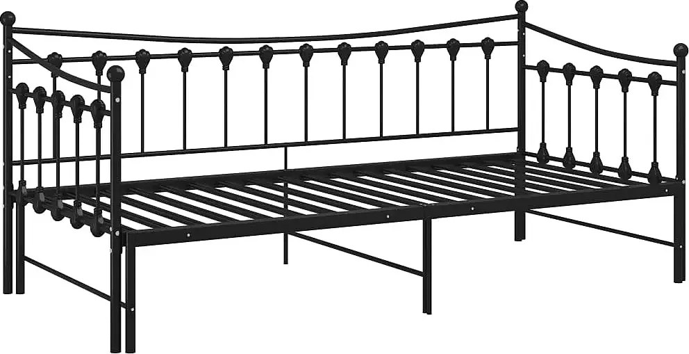 Czarne rozkładane łóżko metalowe 90x200 cm G0-T25