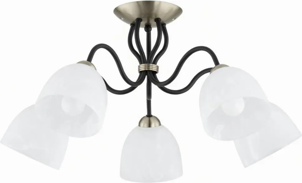 Przysufitowy żyrandol ARIEL 5xE27/15W/230V mosiądz/czarny