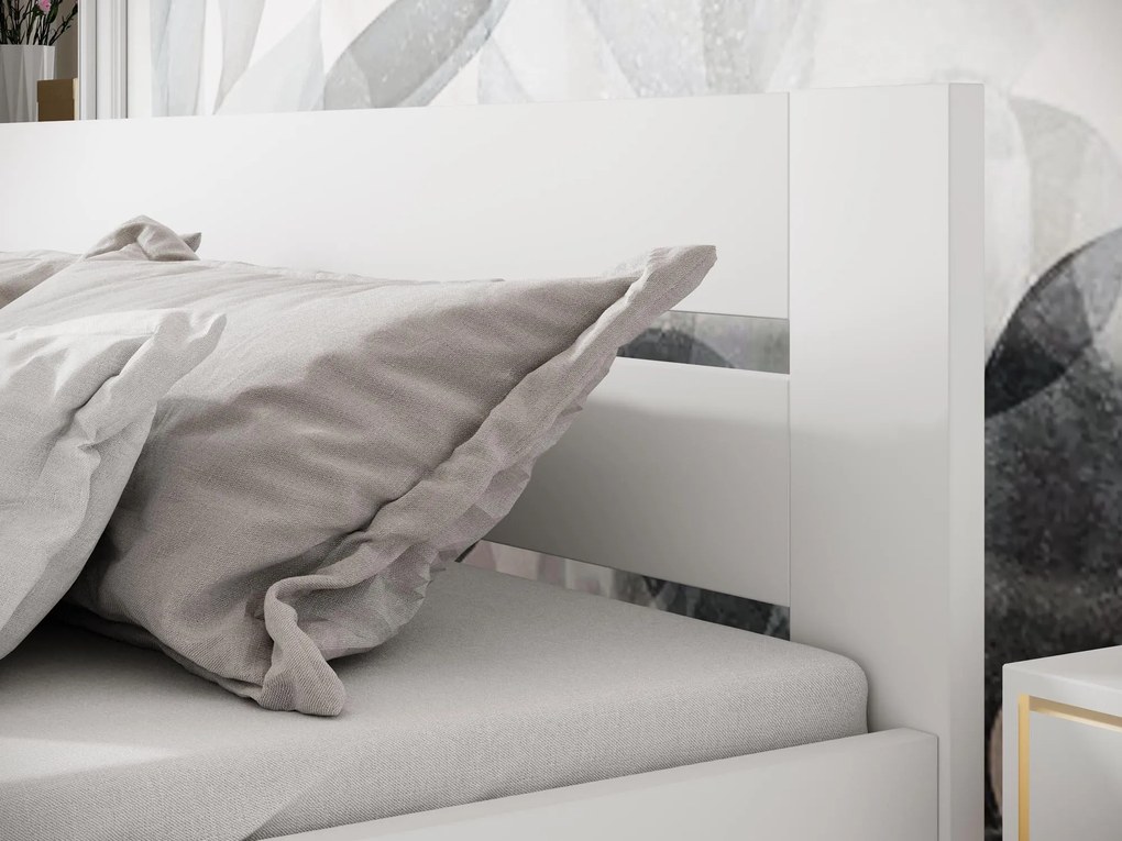 Łóżko drewniane białe ze stelażem 160x200 MATILDA 168/205/87 cm