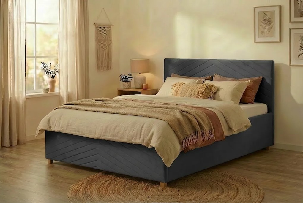 Łóżko VEGA 160x200 cm Szary Bez materaca