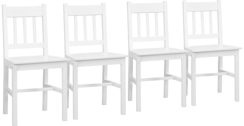 HOMCOM Zestaw 4 krzeseł do jadalni drewniane białe nowoczesne 41x46,5x85,5 cm | Aosom PL