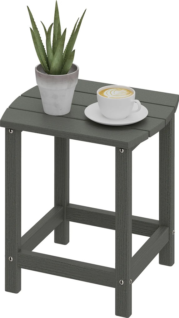 Outsunny Stolik ogrodowy, wodoodporny stolik balkonowy z HDPE, stolik jadalniany na zewnątrz, stolik campingowy do ogrodu, na taras, na balkon, 48 x 37 x 46 cm, szary | Aosom PL