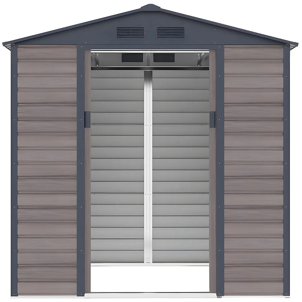 Wiata ogrodowa ADELMO ze stali galwanizowanej, drewnopodobnej – kolor szary – 4,15 m²