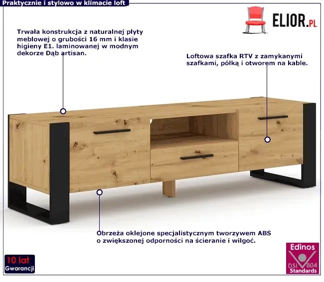 Szafka Rtv Dąb Artisan P9-A74