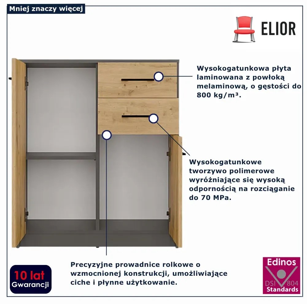 Nowoczesna komoda dąb artisan+antracyt R1-R72