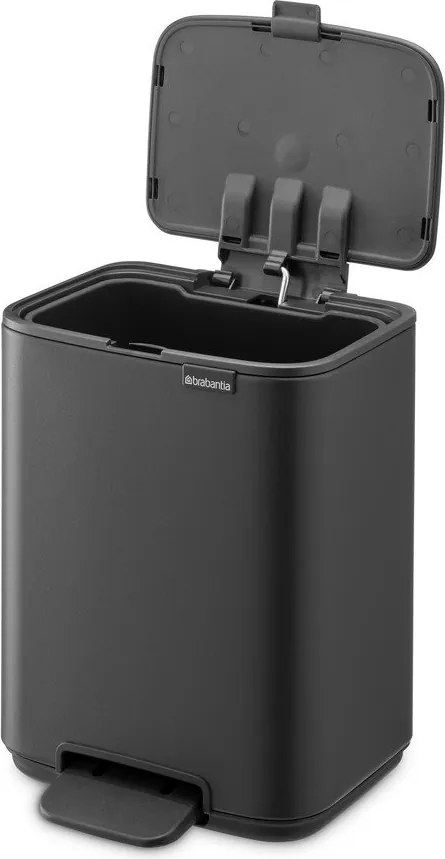 Ciemnoszary stalowy kosz na śmieci z pedałem 4 l Bo – Brabantia