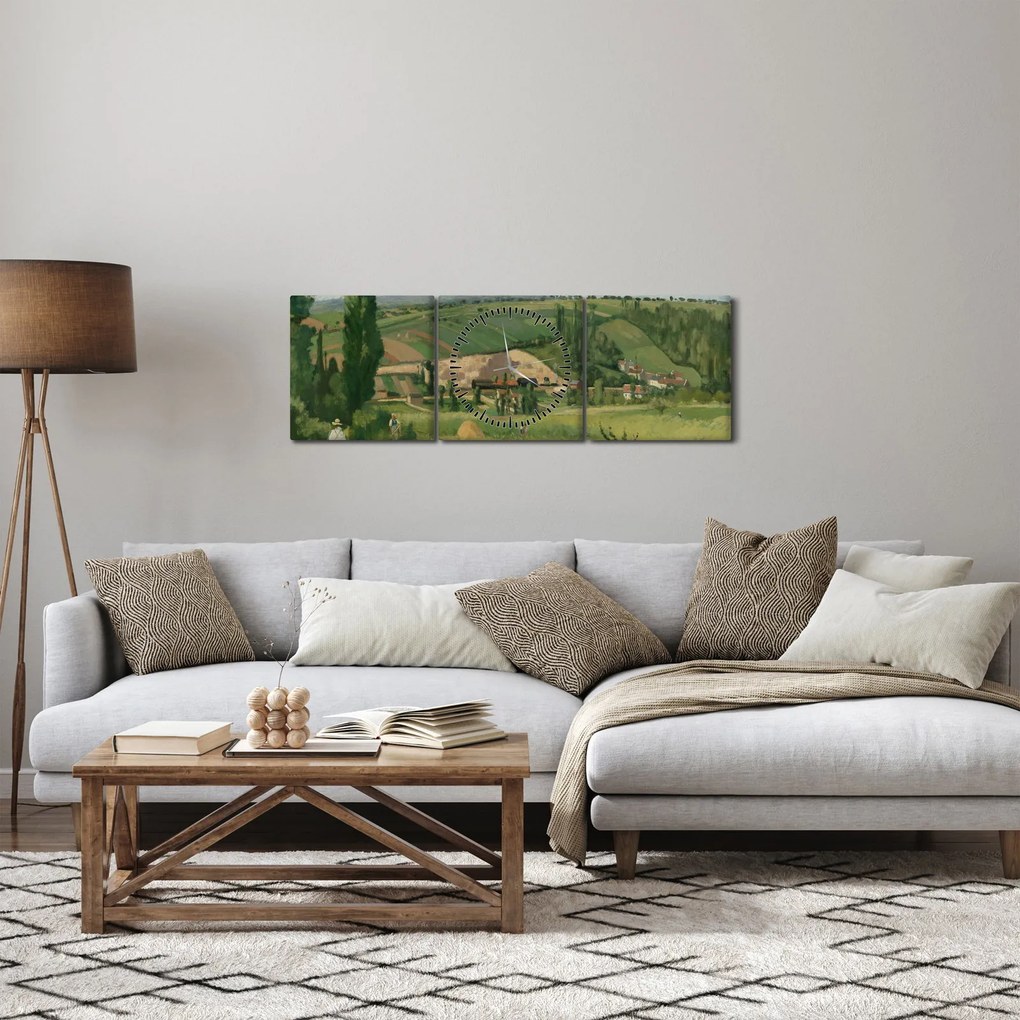 Obraz - Camille Pissarro, Landscape at Les Pâtis, Pontoise, reprodukcje (z zegarem) (90x30 cm)