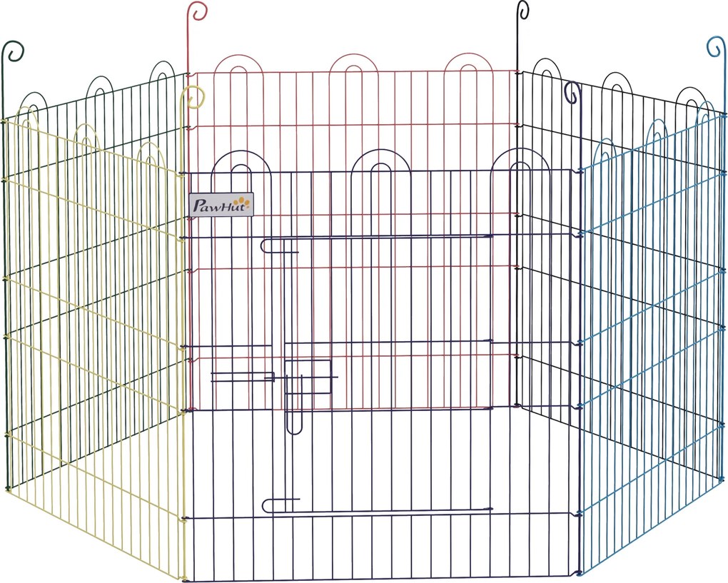 PawHut Wielofunkcyjny Wybieg dla Szczeniąt, Modularny Design, Zamknięcie, Metal, Ø120x60H cm, Kolorowy