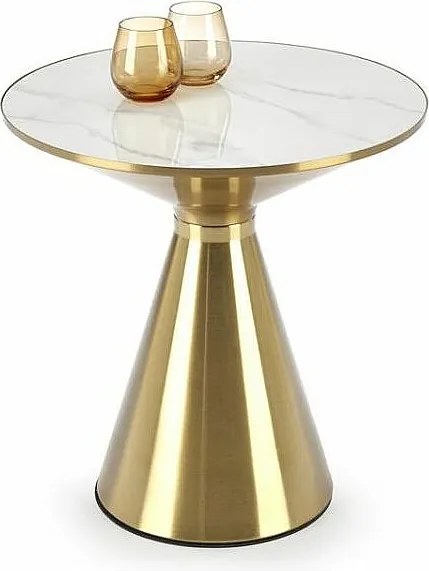 Stolik kawowy TRIBECA 50x50 biały marmur/złoty