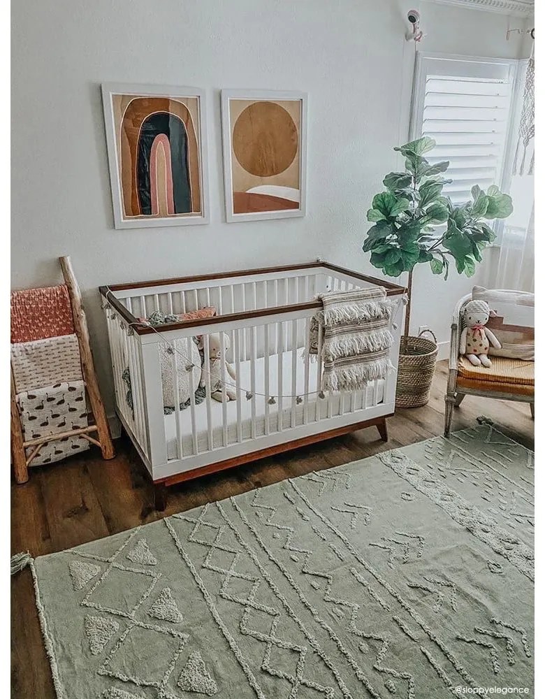 Jasnozielony bawełniany dywan tkany ręcznie odpowiedni do prania 200x300 cm Tribu Olive – Lorena Canals