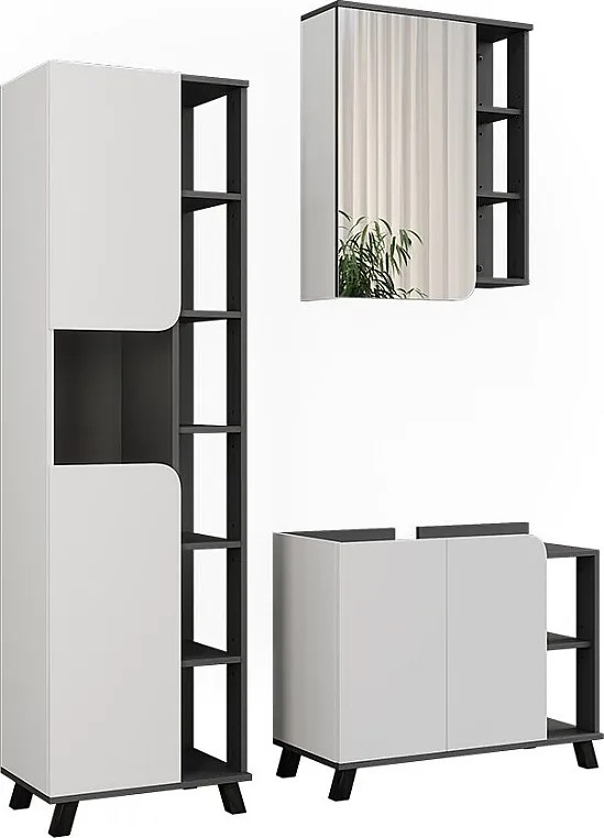 Zestaw mebli łazienkowych antracyt/biały 80x35x65 karen
