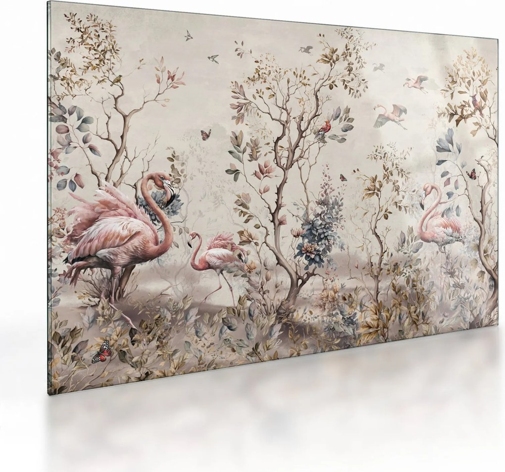 Obraz na szkle - Rysunek flamingów (70x50 cm)