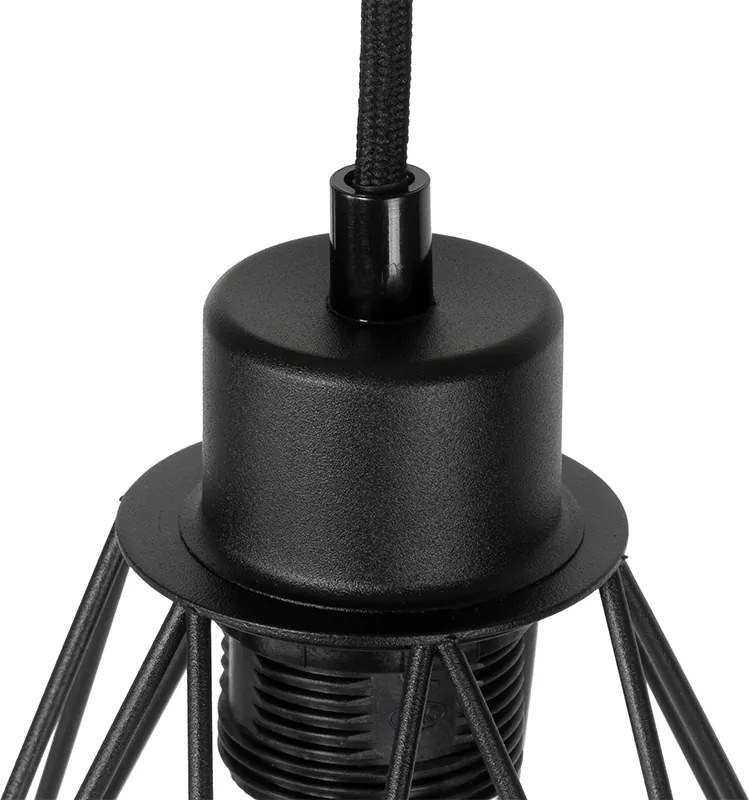 Lampa podłogowa rustykalna czarna z drewnem 2-światłowa - Chon