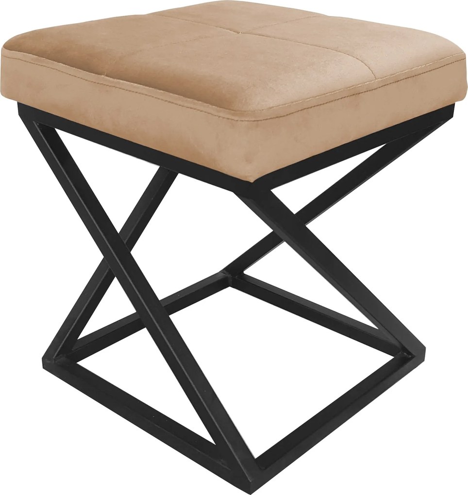 Pufa ZOA tkanina Welur loft ławka podnóżek metal : Kolor Stelaża - Czarny , Kolor tkaniny - VELVET - MG06, Typ tkaniny - Velvet