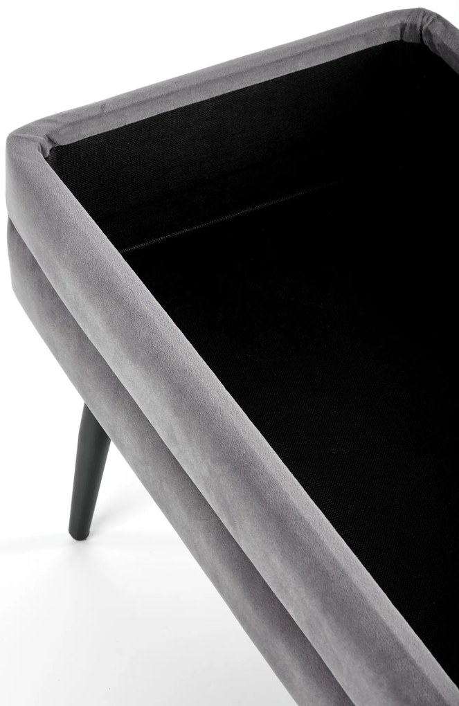 VELVA ławka tapicerowana z pojemnikiem szary velvet, czarny nowoczesna