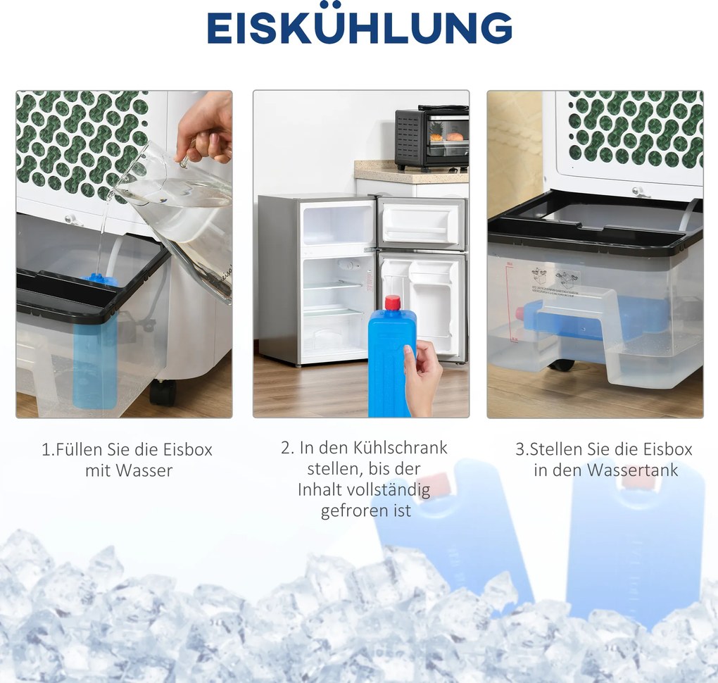 HOMCOM Mobilny Klimatyzator z pilotem 20 ㎡ kolor: biały + czarny, 38,2 x 31,6 x 76 cm