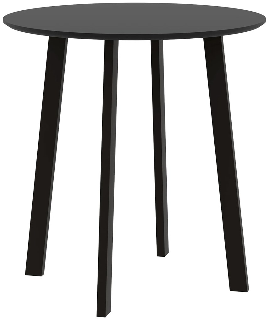 HOMCOM Stół obiadowy dla 2 osób, biała blat, metalowe nogi z nakładkami, Ø72 x 75H cm, Czarny