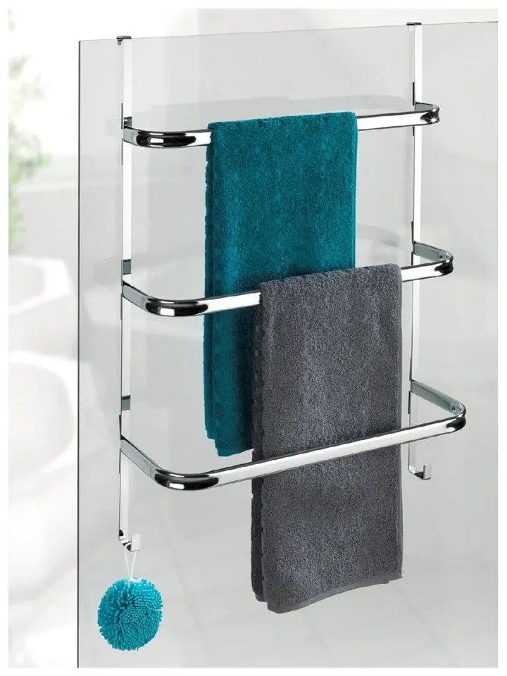 Srebrny wieszak na ręczniki Wenko Towel Holder Chrome, 21x54 cm