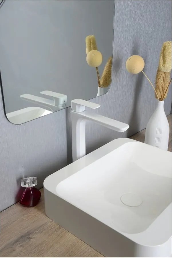 Biała bateria umywalkowa stojąca Spy – Sapho