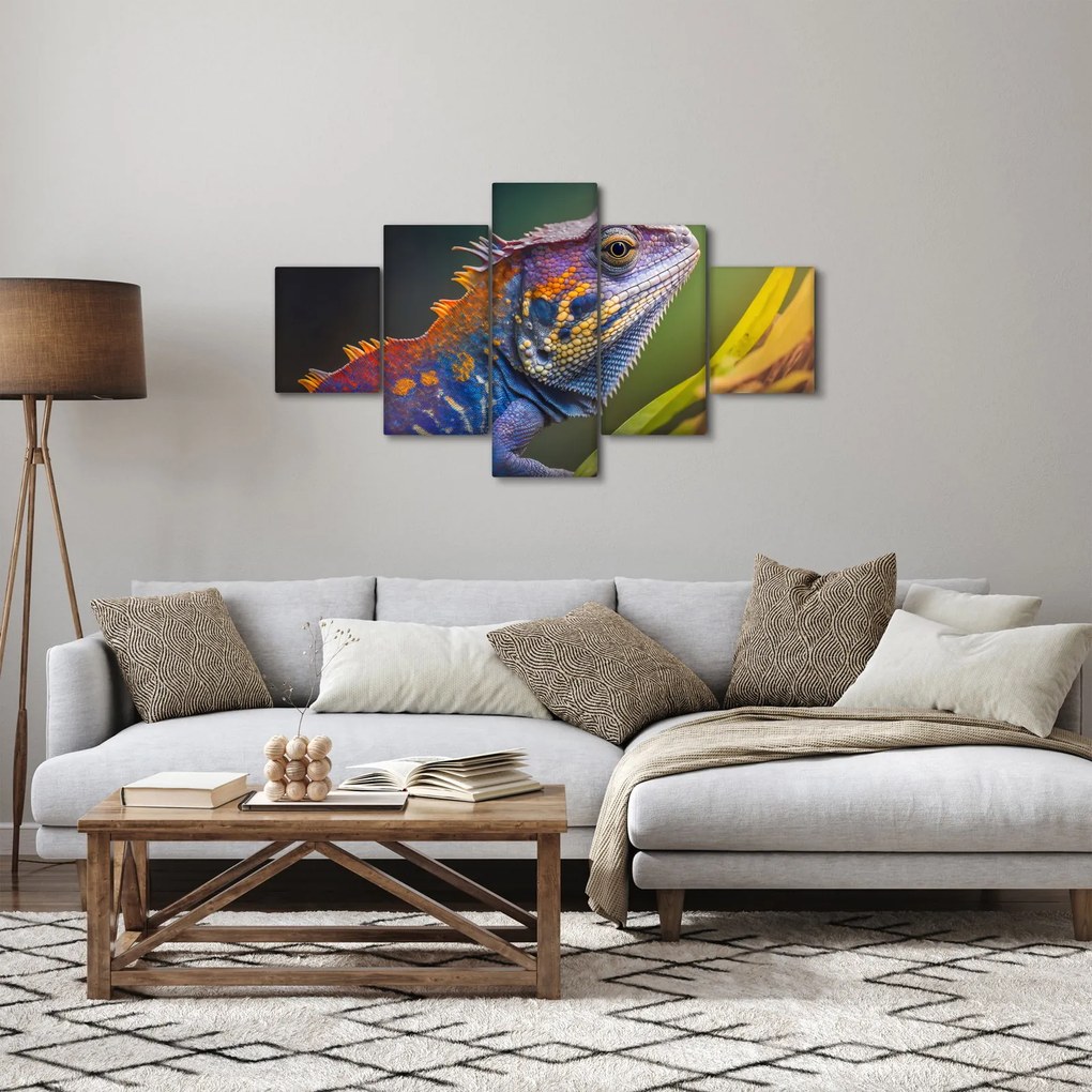 Obraz - Kolorowy legwan (125x70 cm)