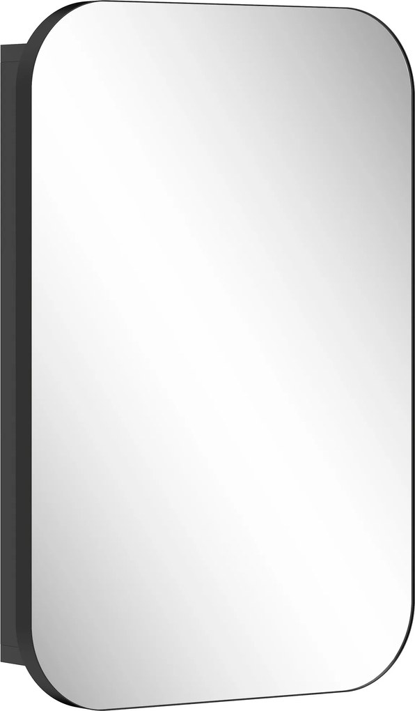 HOMCOM Szafka łazienkowa z lustrem, wisząca szafka z regulowaną półką, 40 x 10 x 60 cm, czarna | Aosom PL