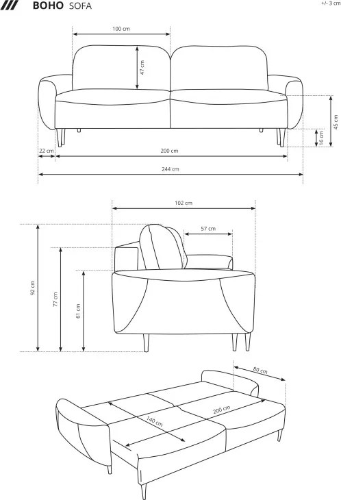 Sofa BOHO z funkcja spania i pojemnikiem PUDROWY RÓŻ PERFECT HARMONY 02
