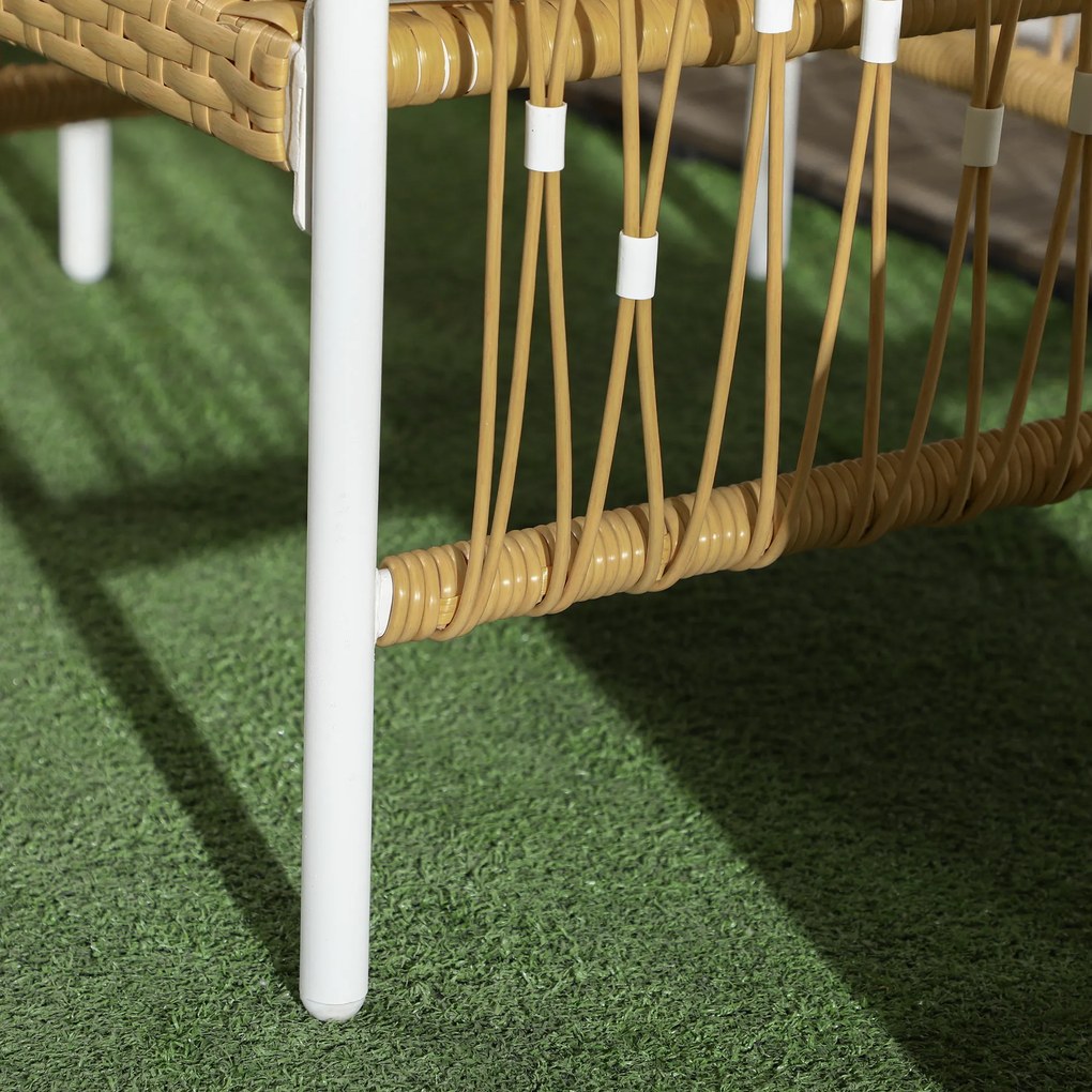 Outsunny Zestaw Mebli Ogrodowych z Rattanu Żółty+Kremowy 3-częściowy | Aosom PL