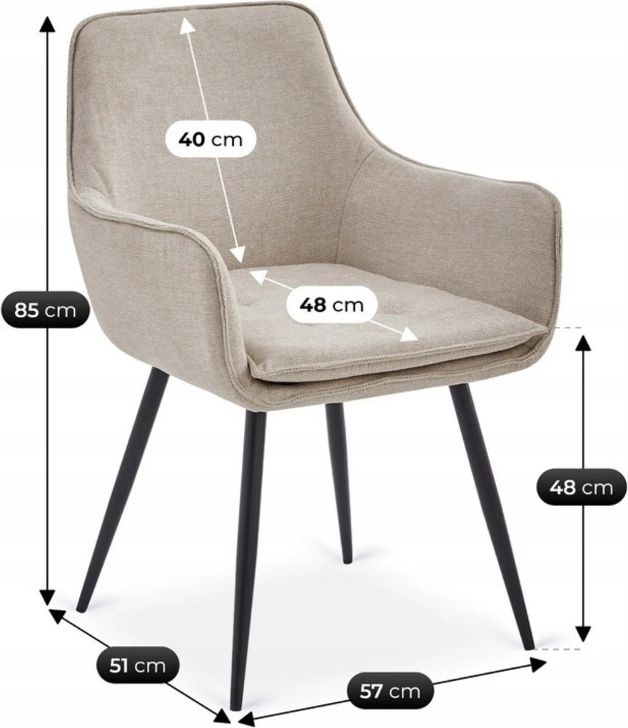 Krzesło Tapicerowane do Jadalni EDRICK Kremowe Nowoczesne Loft