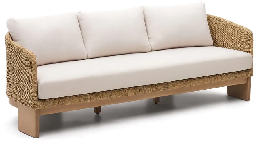 Beżowo-naturalny sofa ogrodowa z imitacji rattanu Xoriguer – Kave Home