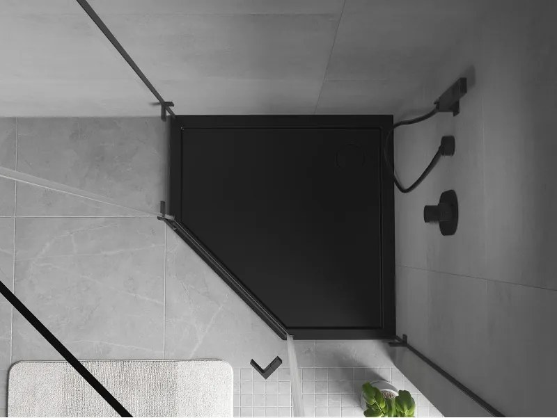Mexen Flow brodzik pięciokątny slim 90 x 90 cm, czarny mat - 46P709090