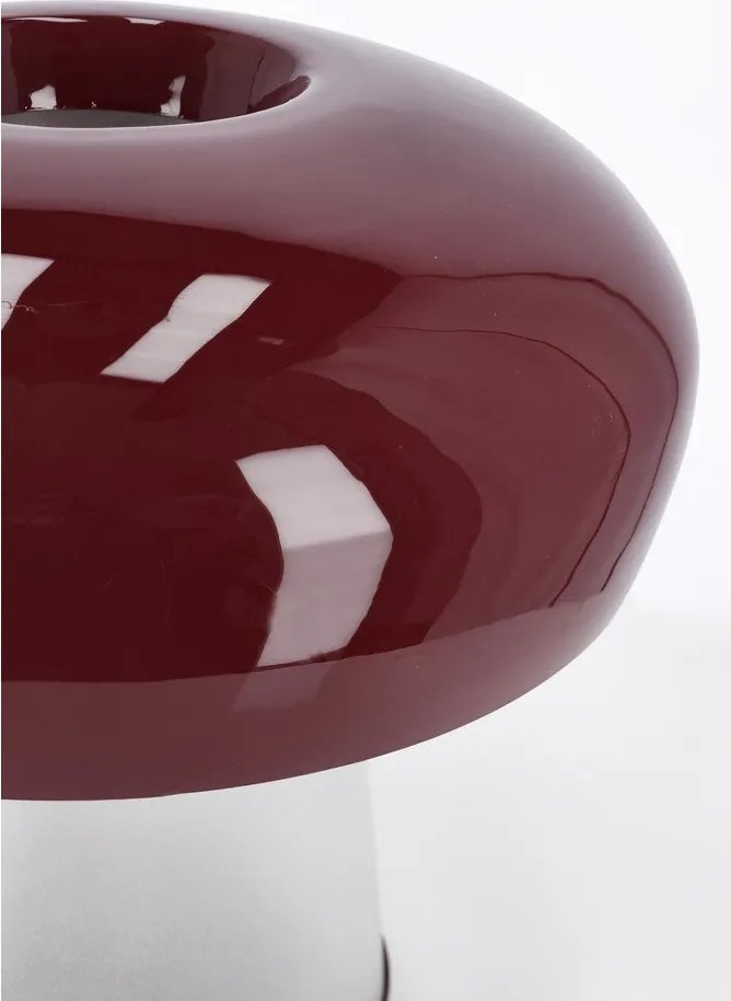 Bordowa metalowa lampa stołowa ze szklanym kloszem (wysokość 35 cm) Clevely – Bizzotto