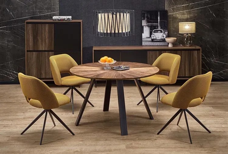 Okrągły fornirowany stół w stylu retro - Coriander