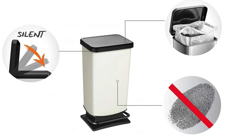 Czarny kosz na śmieci na pedał z plastiku z recyklingu 40 l Paso – Rotho