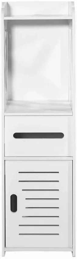 Biały słupek łazienkowy z 4 półkami T2-N82